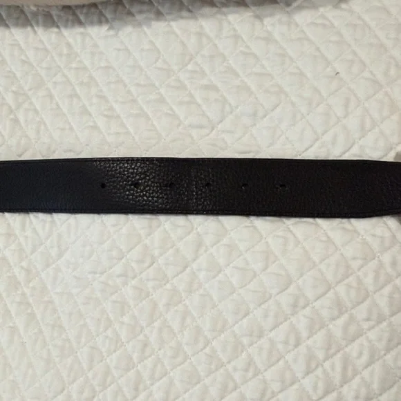 Black Leather Belt with H Silver Buckle - Picture 5 of 6